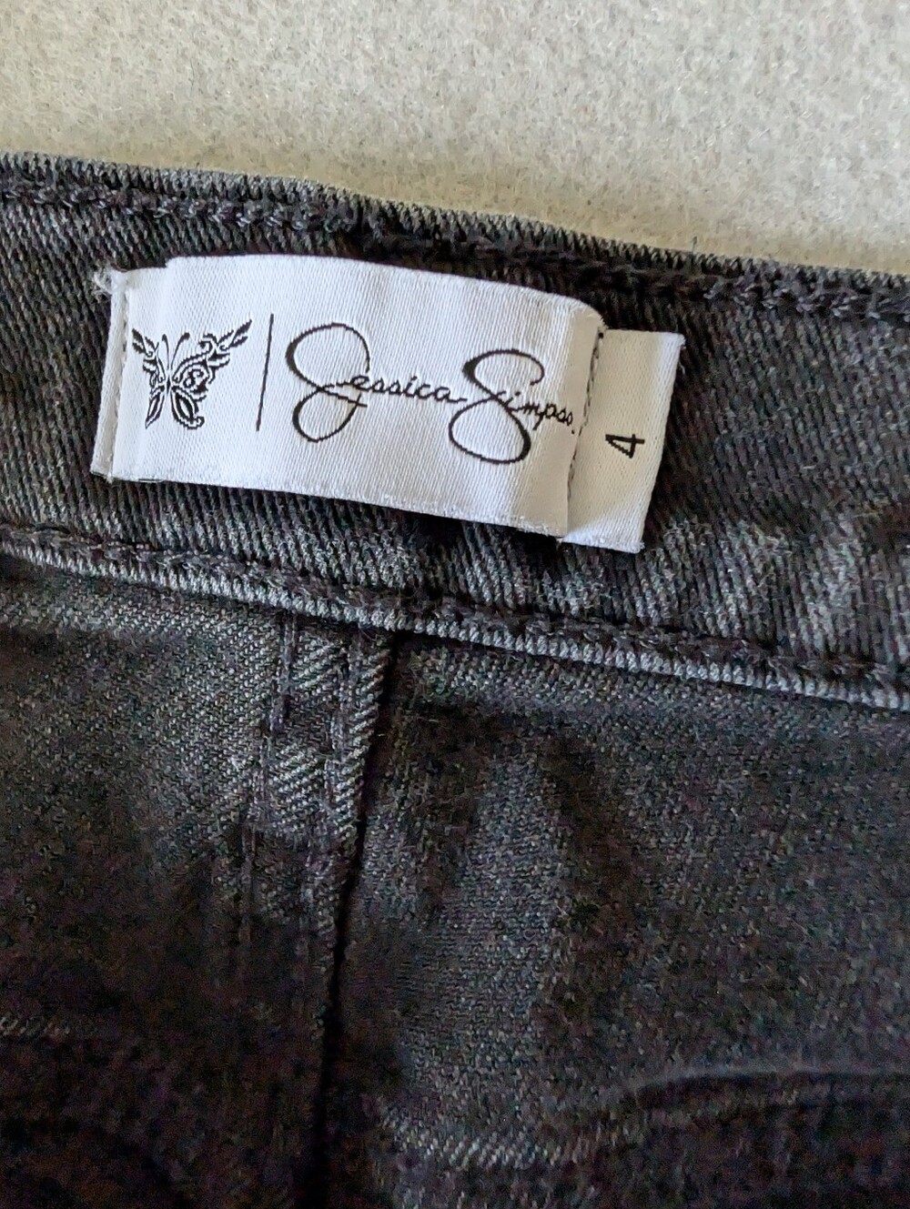 Women's Studded Split Hem Relaxed Straight Black Denim High Rise Jeans Sz 4 image 6